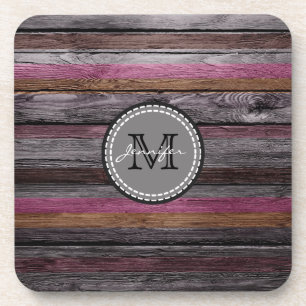 Porta-copo Vintage Colors Wood Look Monogramas #15