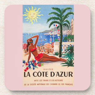 Porta-copo Vintage Cote D'Azur Beach Girl