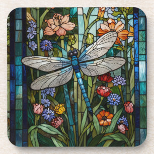 Porta-copo Vintage Dragonfly art vidro botânico floral