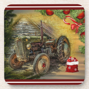 Porta-copo Vintage Green Trator Barn Bebidas De Natal