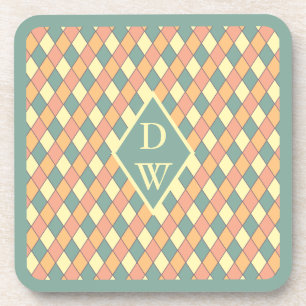 Porta-copo Vintage Harlequine Diagonal em Pastéis Monograma