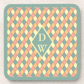Porta-copo Vintage Harlequine Diagonal em Pastéis Monograma