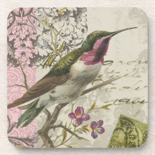 Porta-copo Vintage Hummingbird.. portas copos de cortiça