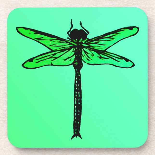 Porta-copo Vintage Japonês Dragonfly, esmeralda verde (Frente)