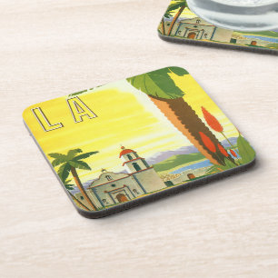 Porta-copo Vintage Los Angeles, Missão da Califórnia com Palm