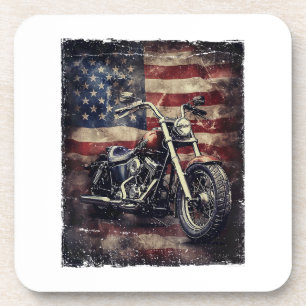 Porta-copo Vintage Motorcycle USA Flag Retro Biker American