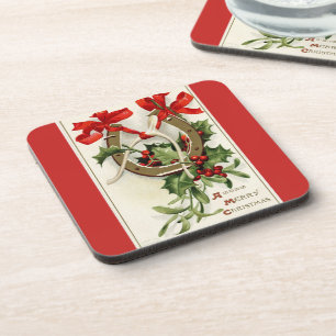Porta-copo Vintage Ouro Ferradura do Vishbone Natal Vermelho