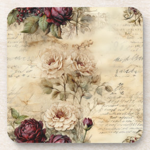 Porta-copo Vintage - Pergaminho - Carta de Amor com Flores (7