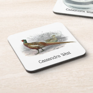 Porta-copo Vintage Pheasant Game Bird Drawing Color 2