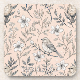 Porta-copo Vintage Sakura Cherry Blossom & Bird Aestética 3