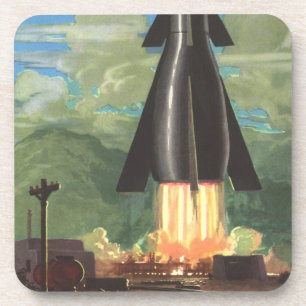 Porta-copo Vintage Science Fiction, Rocket Bduradouro fora da