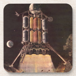 Porta-copo Vintage Science Fiction Rocket explode fora do pla