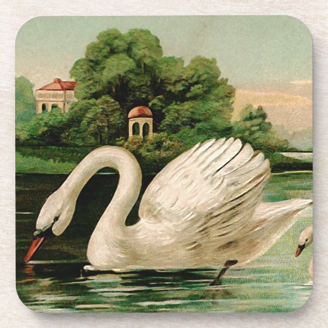 Porta-copo Vintage Swan no lago (Frente)