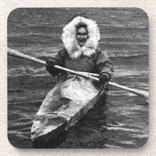 Porta-copo Vintage USA Alaska eskimo e seu caiaque