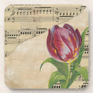 Porta-copo Vintage Victorian Music Romance Tulips