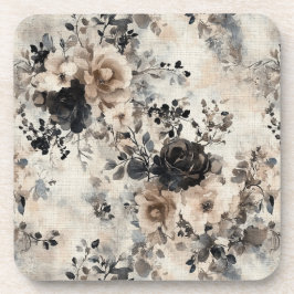 Porta-copo Vintage Watercolor Rosas em bege, preto, creme