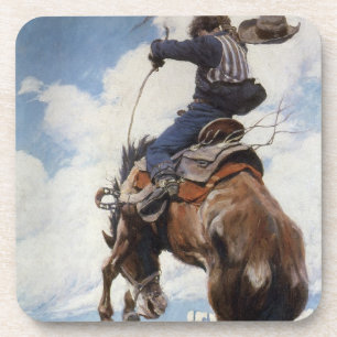 Porta-copo Vintage Western Cowboys, Bucking, pelo NC Wyeth