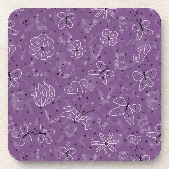 Porta-copo Violet Mauve Butterfly AMVE - padrão perfeito. (Frente)