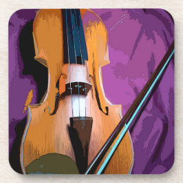 Porta-copo Violino Elegante na Seda Roxa, 6 Portas copos Plás