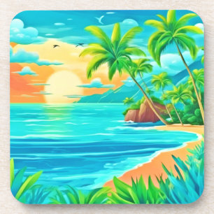 Porta-copo Vista de Linha Costeira Sunset do Paraíso Tropical