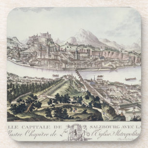 Porta-copo Vista do capital e da fortaleza de Salzburg,