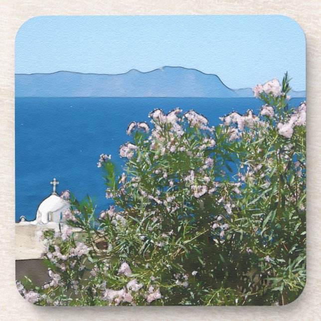 Porta-copo Vista do mar de aquarelas (Frente)