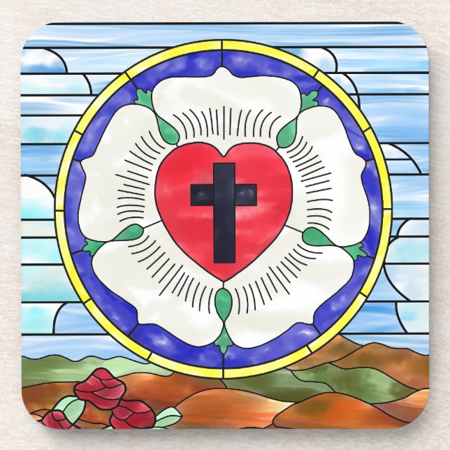 Porta-copo Vitral da Rosa de Lutero (Frente)