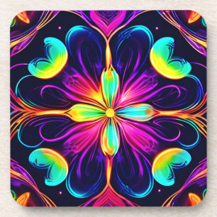 Porta-copo Vivid Neon Floral Mandala Art