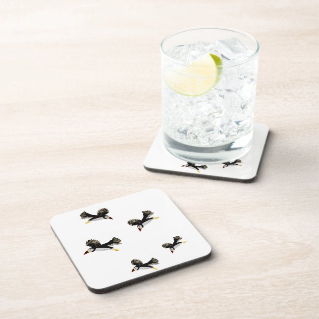 Porta-copo Voando Puffins Divertidos Arte de Pássaro (Lado Direito)