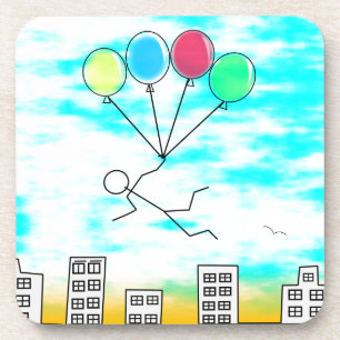 Porta-copo Voando Sobre A Cidade Com Balões