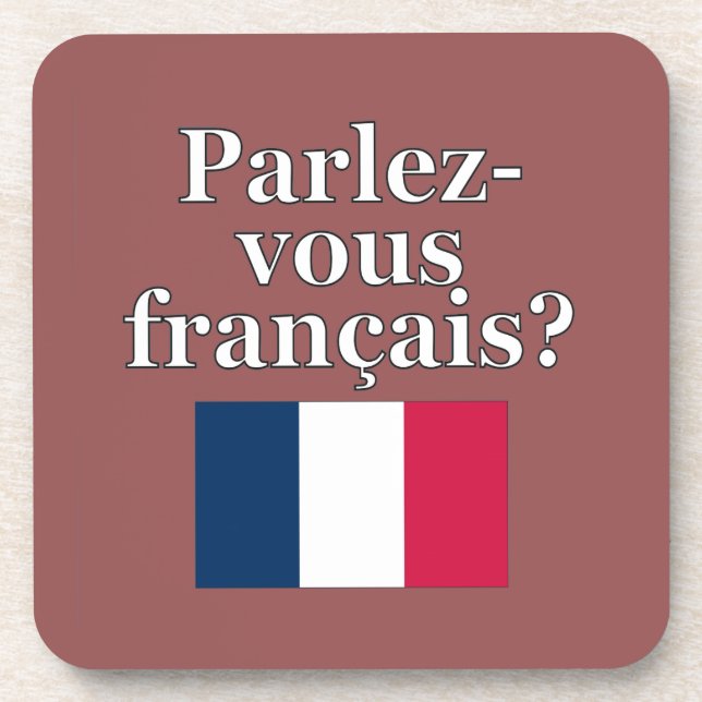 Porta-copo Você fala francês? em francês. Sinalizador (Frente)