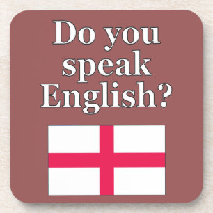 Porta-copo "Você fala inglês?" em inglês. Sinalizador