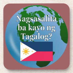 Porta-copo Você fala Tagalog? no Tagalog. Sinalizador e globo