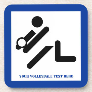 Porta-copo Volleyball player black, white, blue icon custom