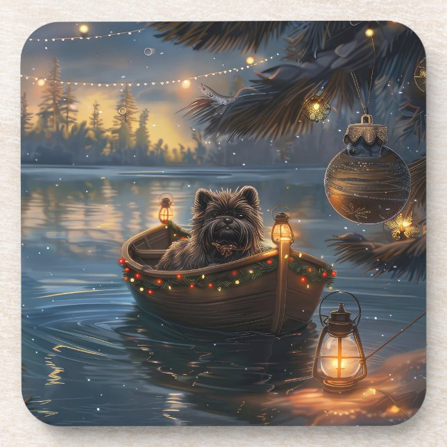 Porta-copo Voz Festiva de Natal Affenpinscher (Frente)