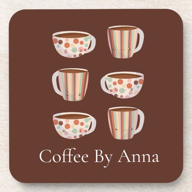 Porta-copo Warm Circle Pattern On Cups Of Coffee (Frente)