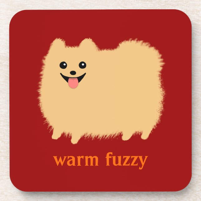 Porta-copo "Warm Fuzzy" Pomerânia Fofa com Texto Personalizad (Frente)