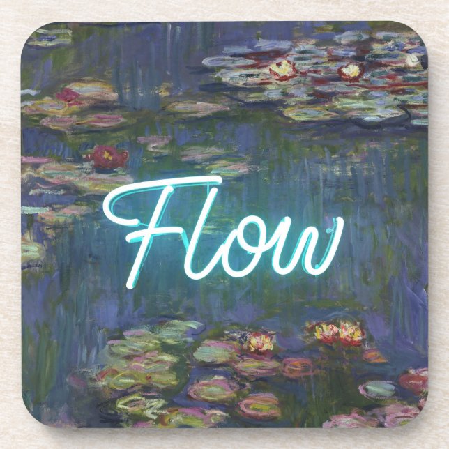 Porta-copo Water Lilies Remix – Neon “FLOW” Wall Art & Gifts (Frente)
