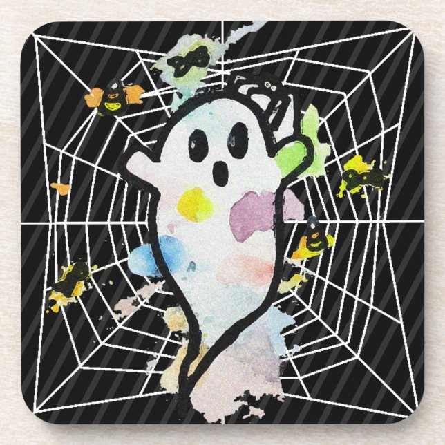 Porta-copo Web Ghost Spider de Aquarela Halloween (Frente)