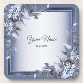 Porta-copo Wedding Navy Blue Floral Silver Gray Party Elegant