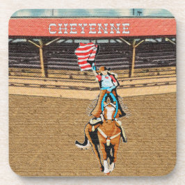 Porta-copo Western Cheyenne Rodeo Cowgirl American Flag 2
