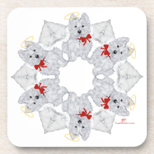 Porta-copo Westie Anjo Floco de Neve