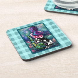 Porta-copo Whimsical Abstract Mermaid Nautical Teal Seashells