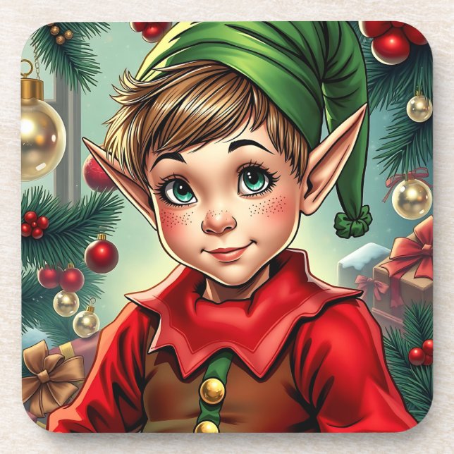 Porta-copo Whimsical Cartoon Elf | Christmas (Frente)