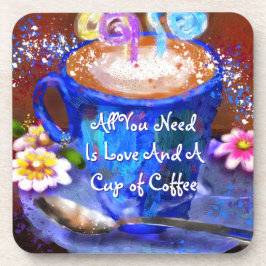 Porta-copo Whimsical Cup of Coffee Floral Personalized