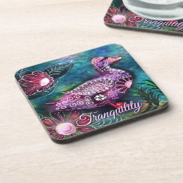 Porta-copo Whimsical Floral Duck Purple Teal Personalized