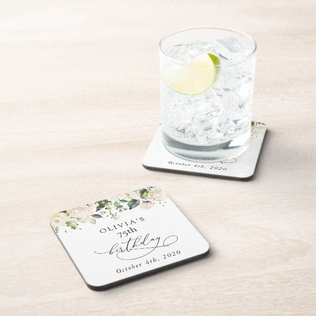 Porta-copo White Flowers, Cream Flowers, Boho, Birthday (Lado Direito)