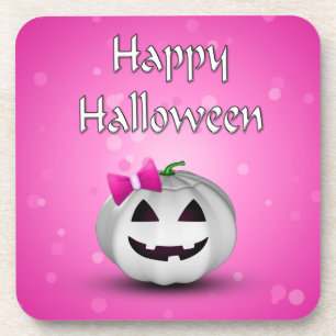Porta-copo White Pumpkin Pink Girly Halloween