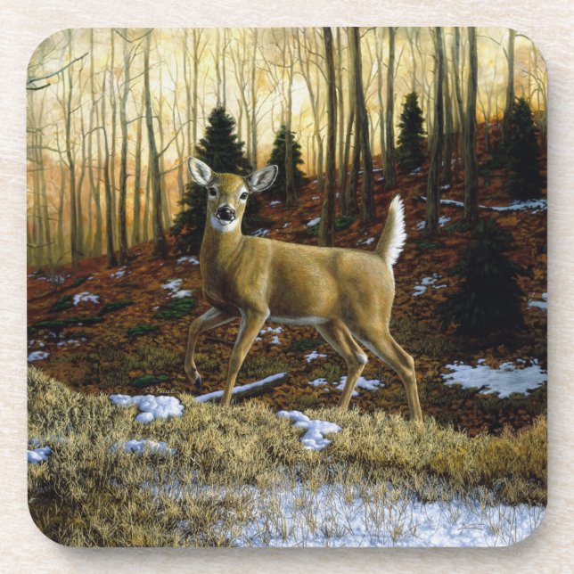 Porta-copo Whitetail Deer Doe na Floresta de outono (Frente)