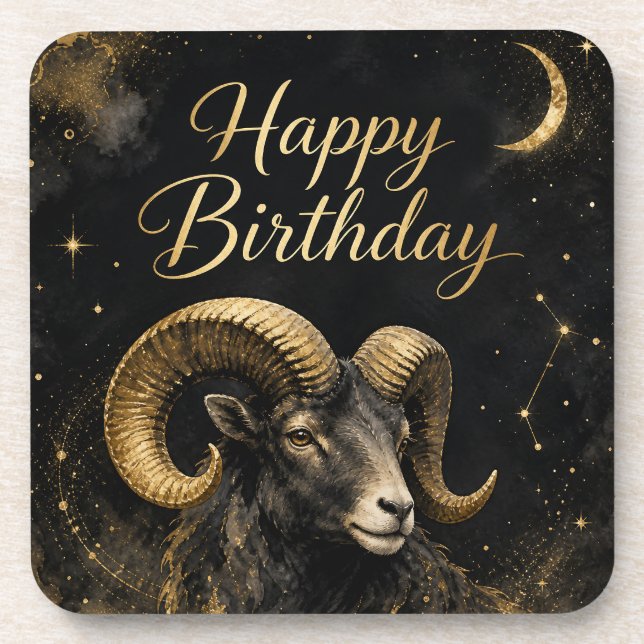 Porta-copo Widder Happy Birthday Sternzeichen Design (Frente)